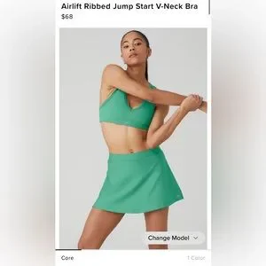 ブラジャー [Alo Yoga] Airlift Ribbed Jump Start V-Neck Bra Airlift Ribbed Jump Start V-Neck Bra - Black | Alo Yoga